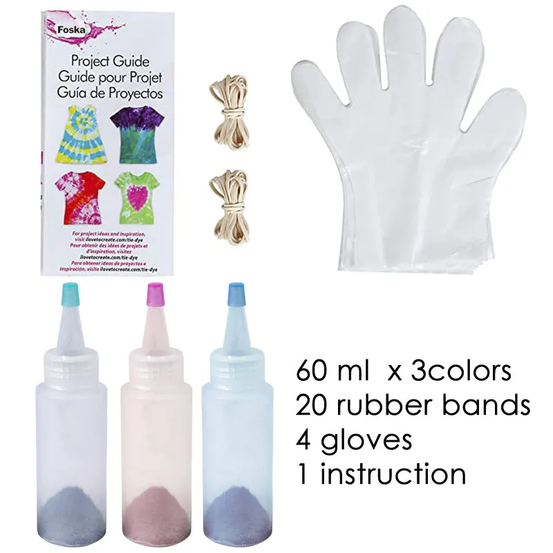 Pack of 3 Colours Tie Dye Kit - Fuchsia, Yellow, Turquoise