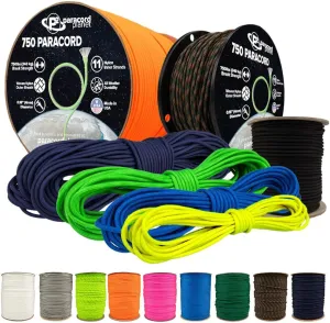 Paracord Planet 750 Paracord – Type IV Multi-Purpose Nylon Cord with 11 Strand Inner Core – Desert Camo, 100 Feet