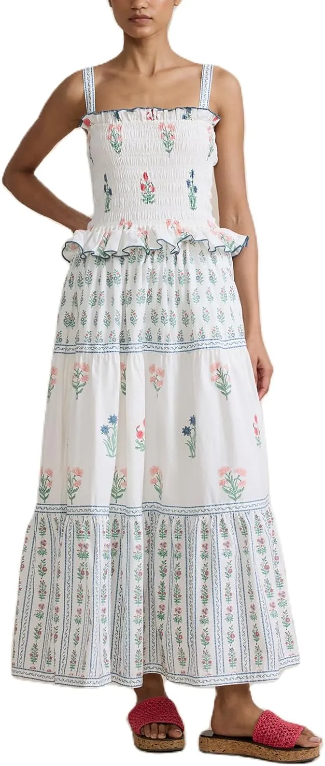 Patchwork Dress for Women Y2k Spaghetti Strap Lace Sheer Floral Ruffle Flowy Maxi Dresses Summer Backless Sundress