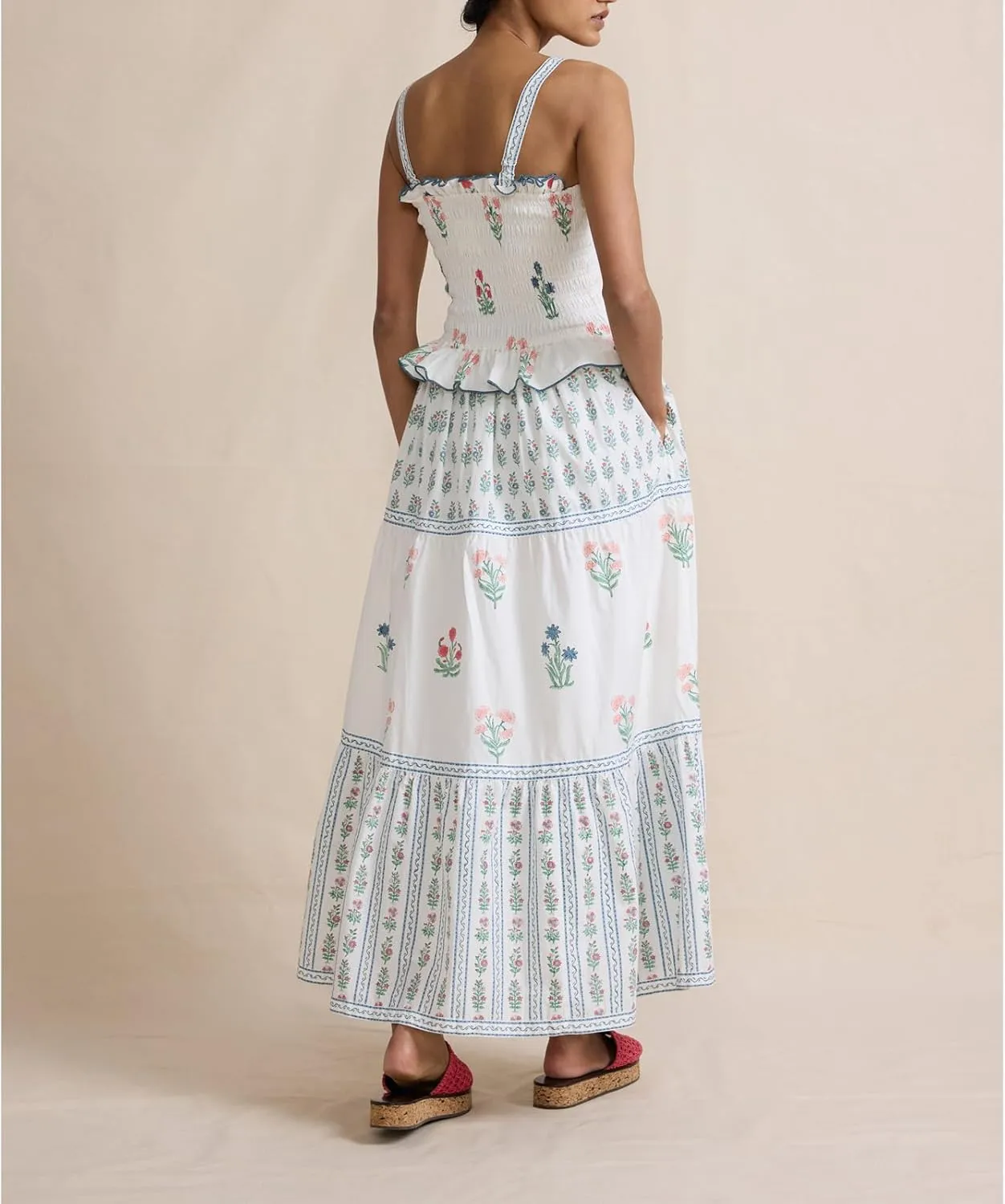 Patchwork Dress for Women Y2k Spaghetti Strap Lace Sheer Floral Ruffle Flowy Maxi Dresses Summer Backless Sundress