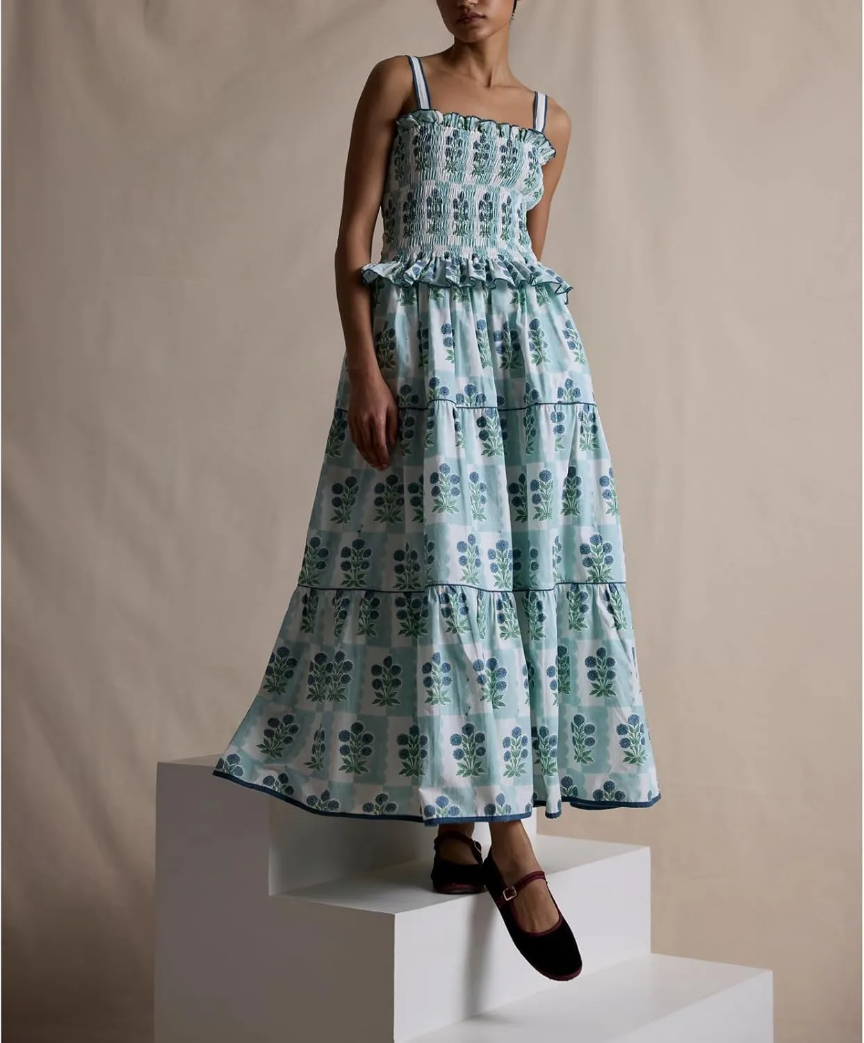 Patchwork Dress for Women Y2k Spaghetti Strap Lace Sheer Floral Ruffle Flowy Maxi Dresses Summer Backless Sundress