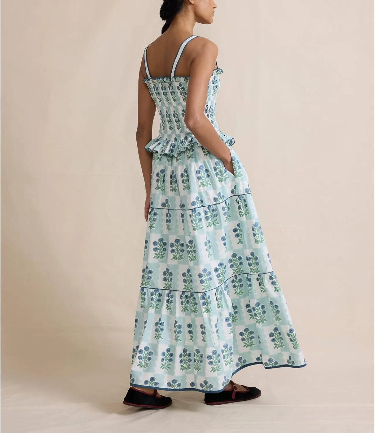 Patchwork Dress for Women Y2k Spaghetti Strap Lace Sheer Floral Ruffle Flowy Maxi Dresses Summer Backless Sundress