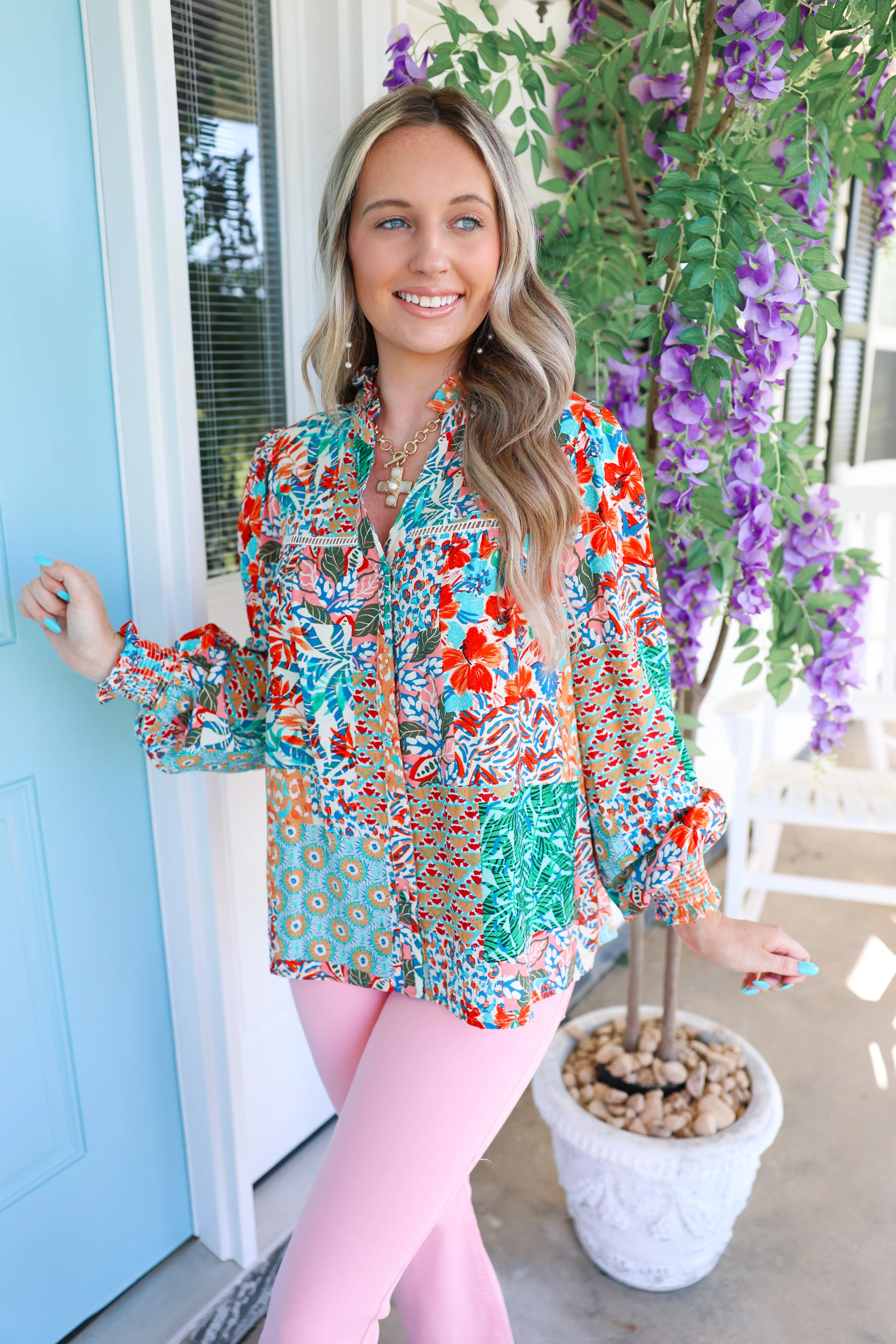 Patchwork Print Blouse