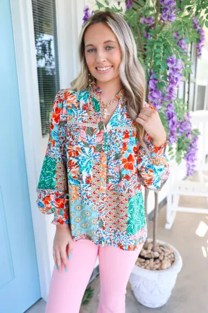 Patchwork Print Blouse