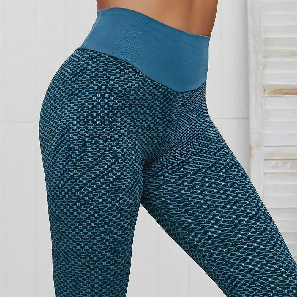 Patchwork Print High Waist Push Up Leggings