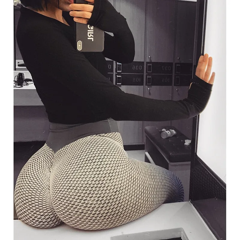 Patchwork Print High Waist Push Up Leggings