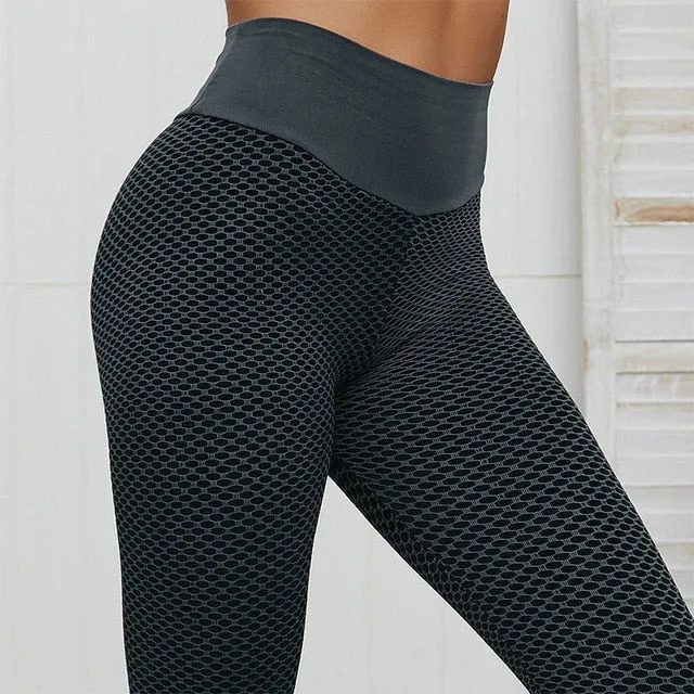 Patchwork Print High Waist Push Up Leggings