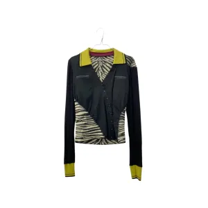 Patchwork zebra polo blouse