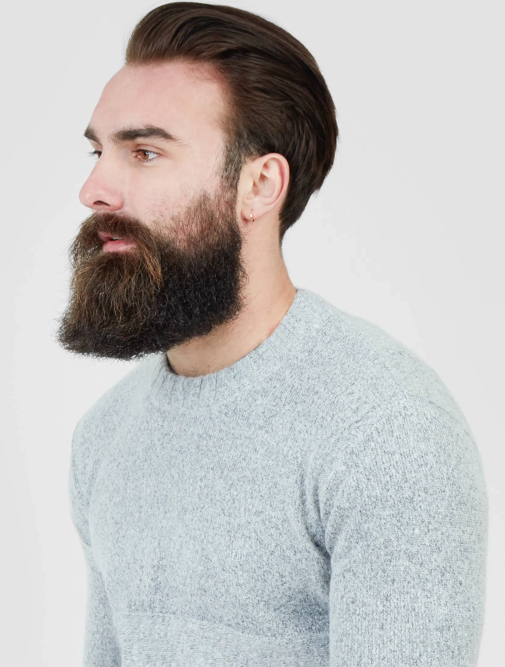 Pearly King Nevis Mohair Mix Knit Jumper in Light Grey