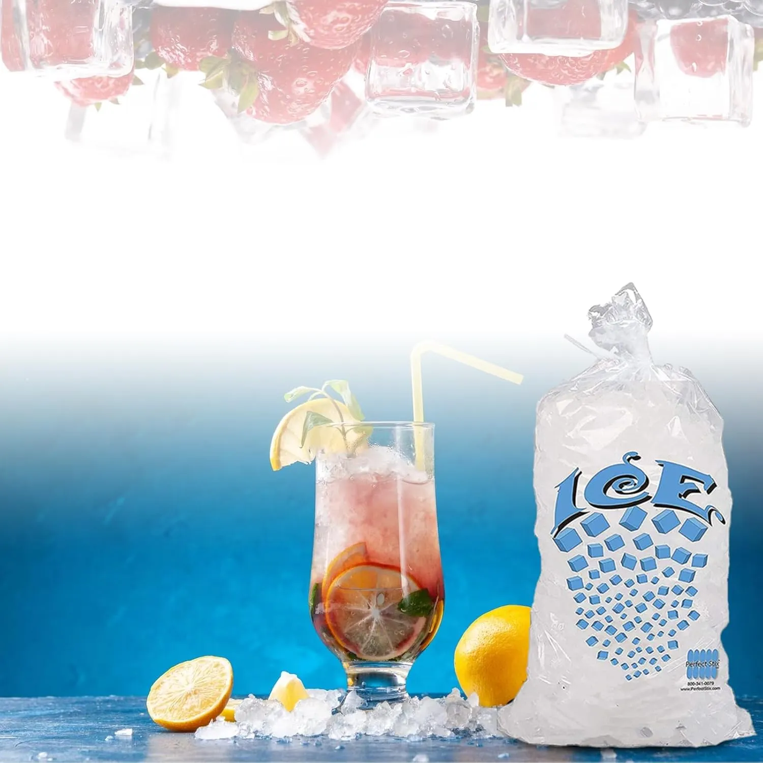 Perfect Stix Icebag10TT-100 Ice Bag with Twist Tie Enclosure, 10 lbs (Pack of 100)