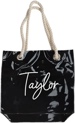 Personalized Neon Clear Tote Bag with Rope Handles Made in the USA for Wedding, Bachelorette Party & Travel