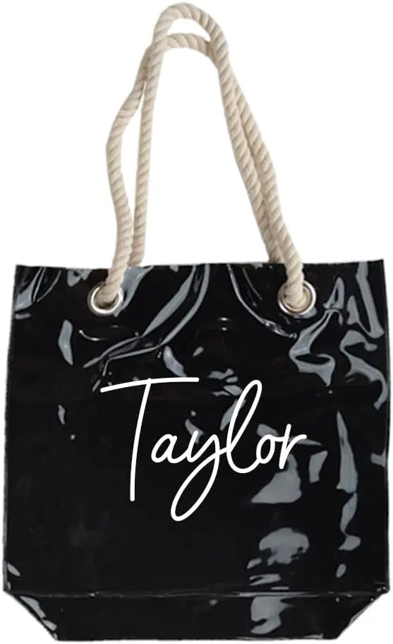 Personalized Neon Clear Tote Bag with Rope Handles Made in the USA for Wedding, Bachelorette Party & Travel
