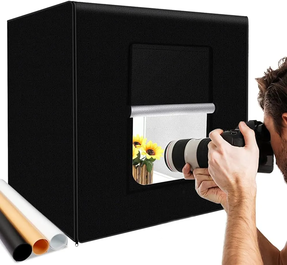 Photo Light Box Large Kit 27x27inch/70x70cm Dimmable Photo Studio Professional Cube Shooting Tent Box with 96x2 LED Lights Strips 3xPVC Backgrounds for Jewelry Product Photography (6000lm,CRI:95 )