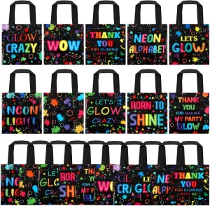 Pinkunn 20 Pcs Neon Party Favor Bags Let's Glow Supplies Favor Bags Glow Birthday Theme Party Gift