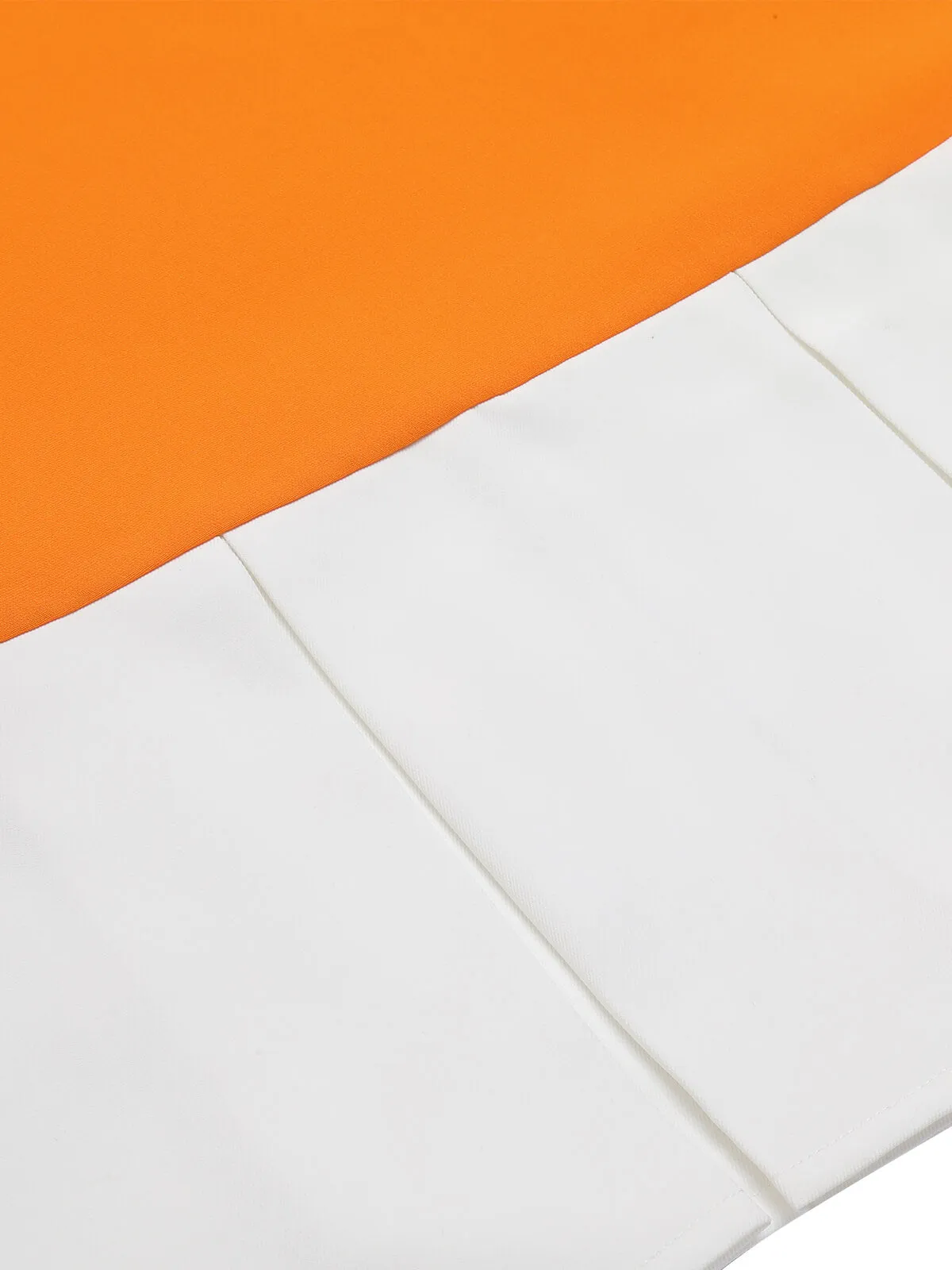 [Plus Size] Orange 1960s Bow Patchwork Sleeveless Dress