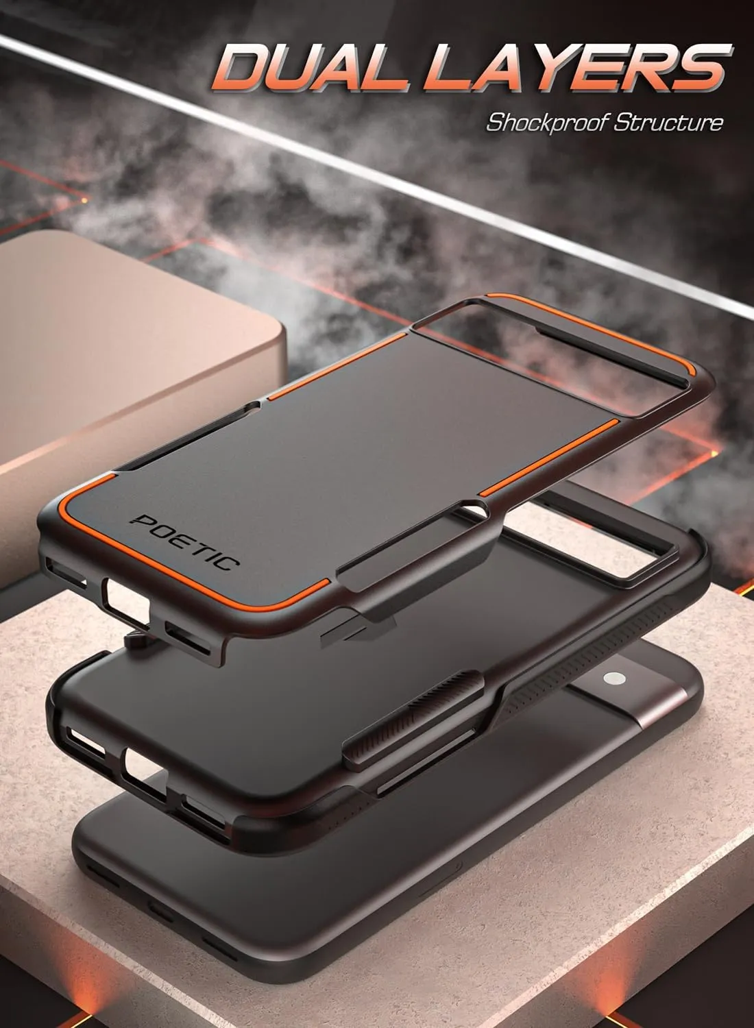 Poetic Neon Case for Pixel 8A 5G 6.1", Dual Layer Rugged Slim Shockproof Protective Cover, Black