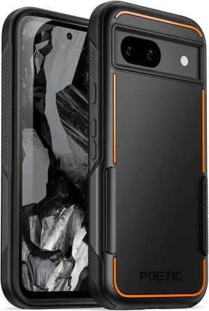 Poetic Neon Case for Pixel 8A 5G 6.1", Dual Layer Rugged Slim Shockproof Protective Cover, Black