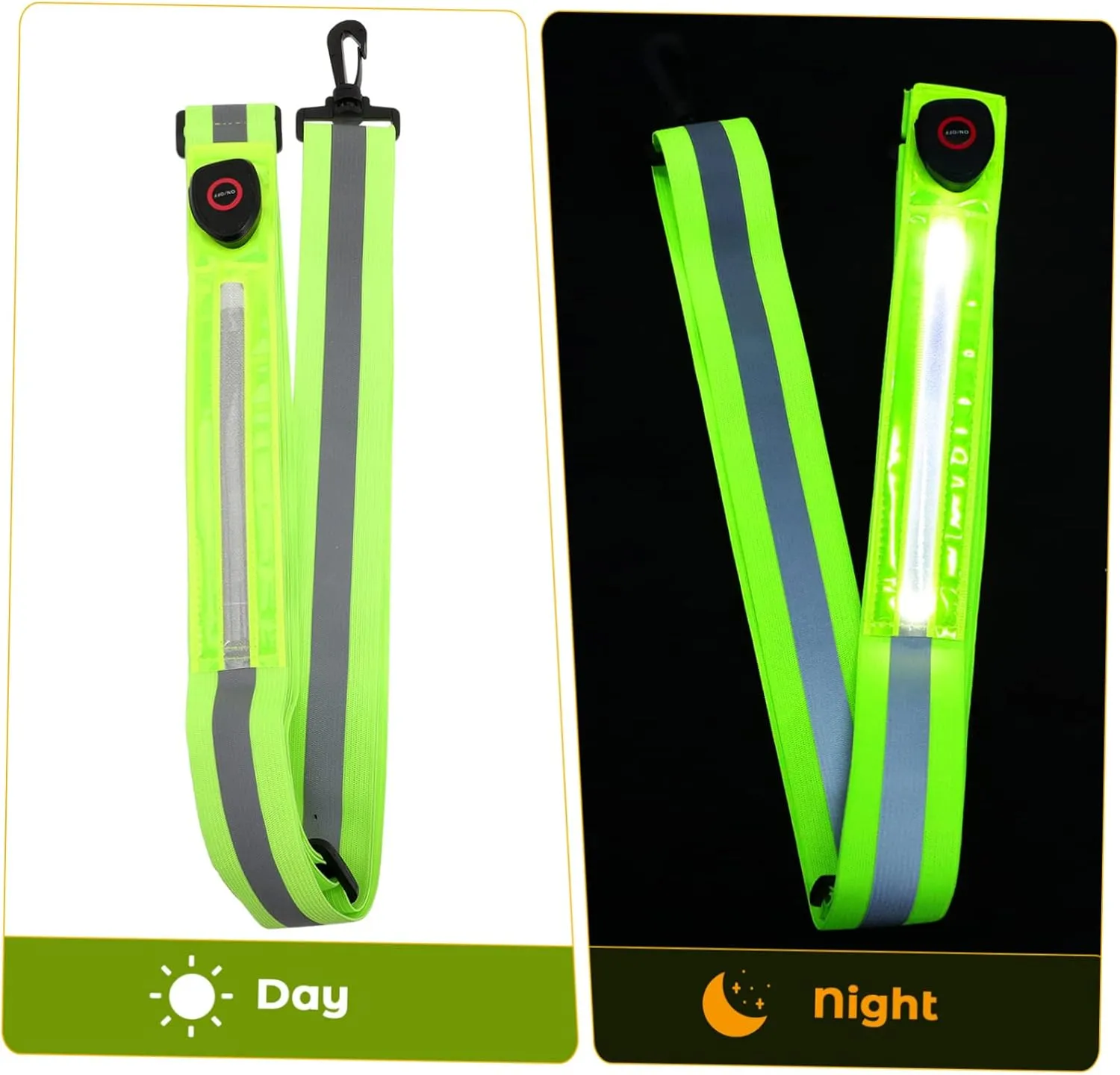 POPETPOP Reflective Belt Strips Bicycle Outdoor Running Reflector Light Belt LED Neon Safety Night Bike
