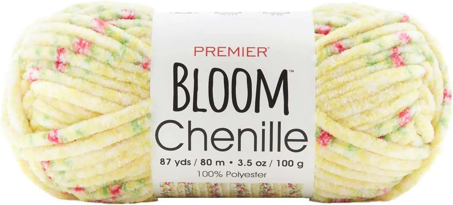 Premier Yarns Bloom Chenille Buttercup 2099-08 (3-Skeins - Same Dye Lot) Weight S Bulky #6 Polyester Yarn for Crocheting and Knitting with Project Bag
