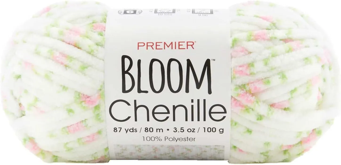 Premier Yarns Bloom Chenille Cherry Blossom 2099-02 (3-Skeins - Same Dye Lot) Weight S Bulky #6 Polyester Yarn for Crocheting and Knitting with Project Bag