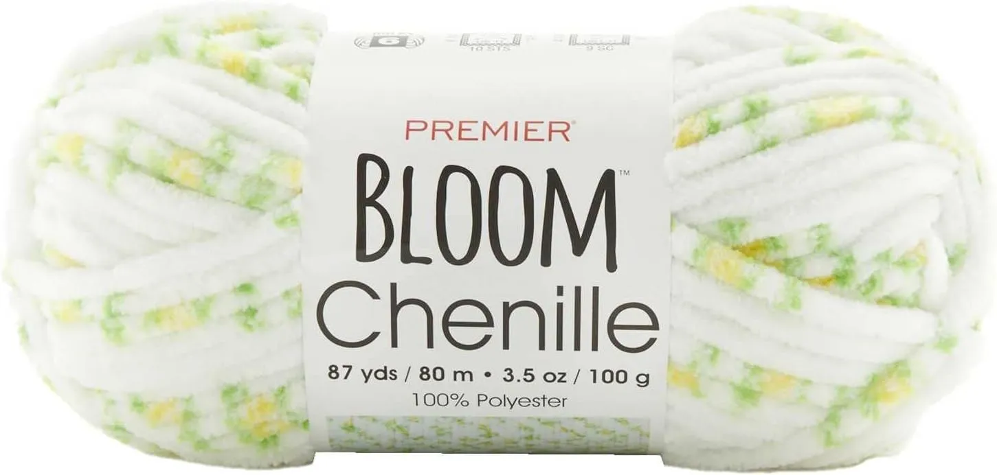 Premier Yarns Bloom Chenille Daffodil 2099-01 (3-Skeins - Same Dye Lot) Weight S Bulky #6 Polyester Yarn for Crocheting and Knitting with Project Bag