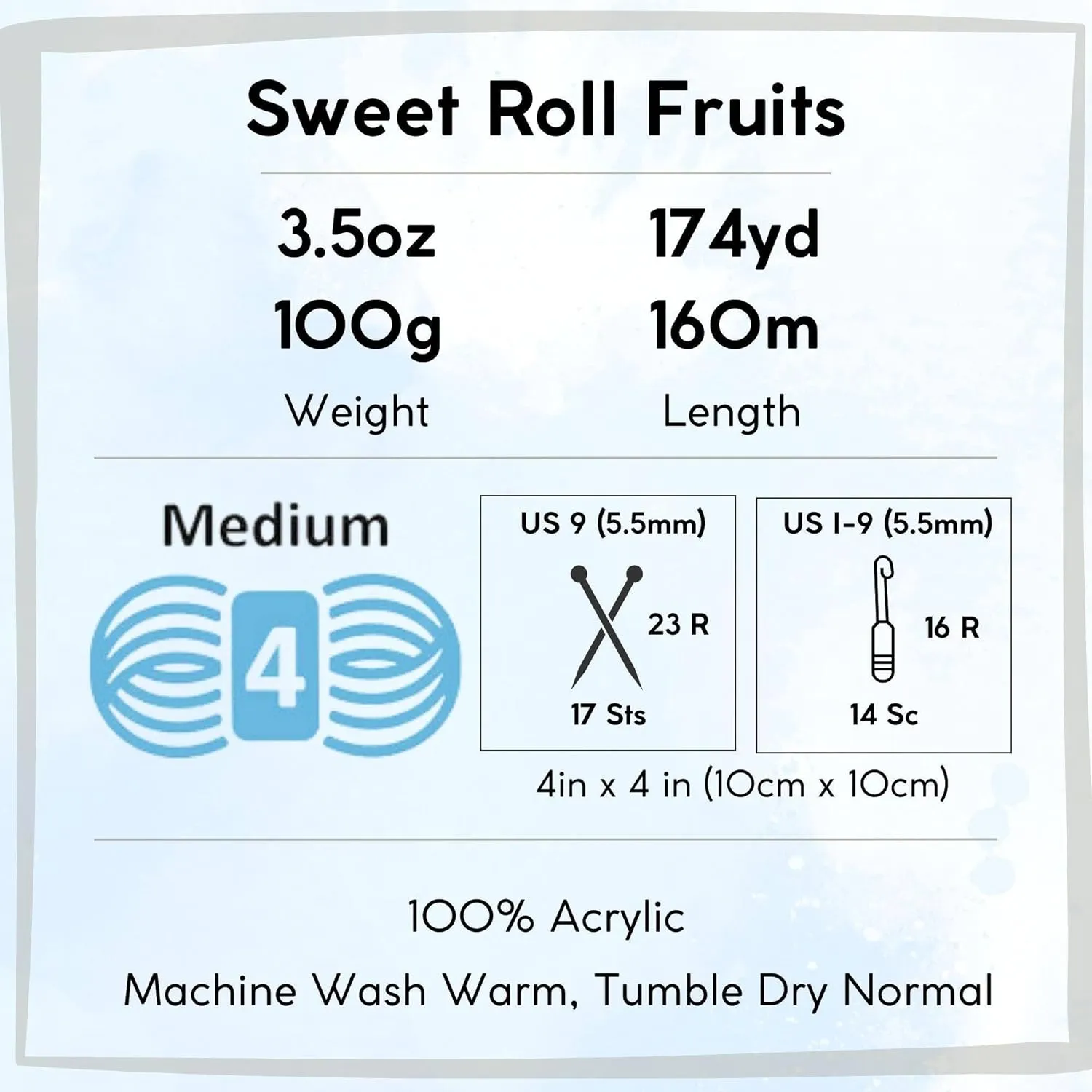 Premier Yarns Sweet Roll Fruits Lime 2056-07 (3-Skeins - Same Dye Lot) Worsted Medium #4 Acrylic Yarn for Crocheting and Knitting with Project Bag