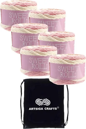 Premier Yarns Sweet Roll Peaches & Cream Pop 1047-21 (6-Skeins - Same Dye Lot) Worsted Medium #4 Acrylic Yarn for Crocheting and Knitting with Project Bag