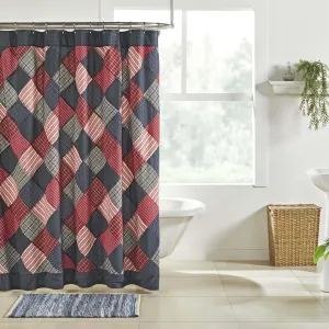 Primitive Country Americana, Revere Red White and Blue Patriotic Collection, Patchwork Shower Curtain 72x72