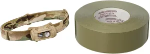 Princeton Tec Remix LED Headlamp (300 Lumens, Multicam w/Red LEDs) (RMX300-RD-MC) & Nashua - 1086199 398 Polyethylene Coated Cloth Professional Grade Duct Tape, 55m Length x 48mm Width, Olive Drab