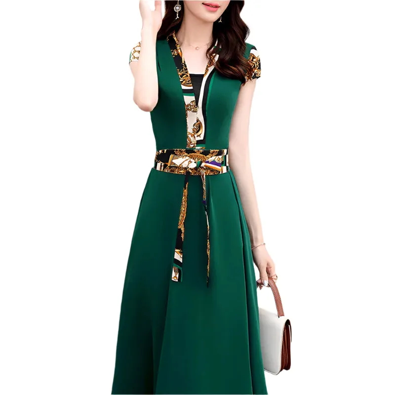 Print Patchwork Midi Dress
