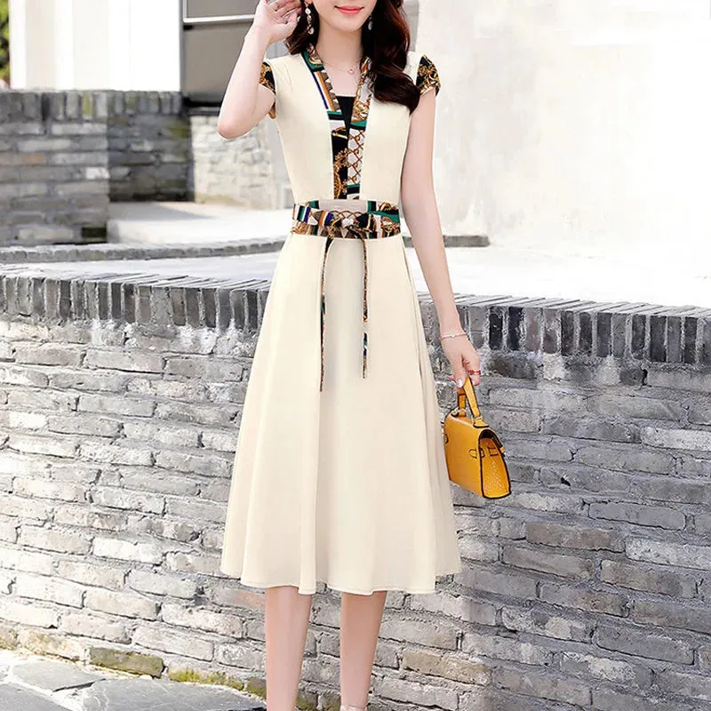 Print Patchwork Midi Dress