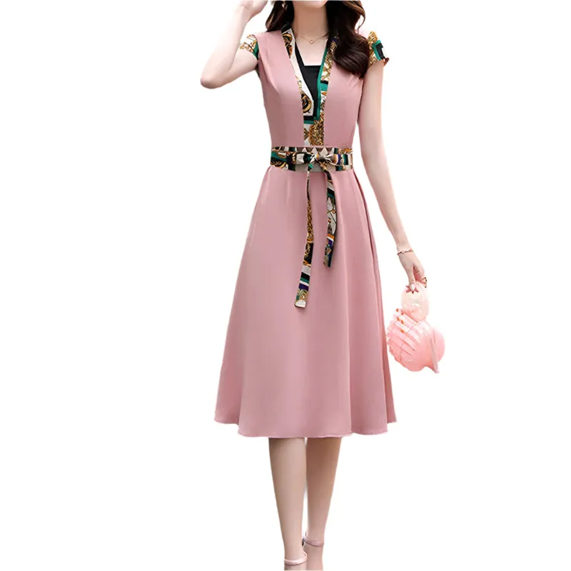Print Patchwork Midi Dress