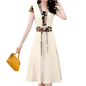 Print Patchwork Midi Dress