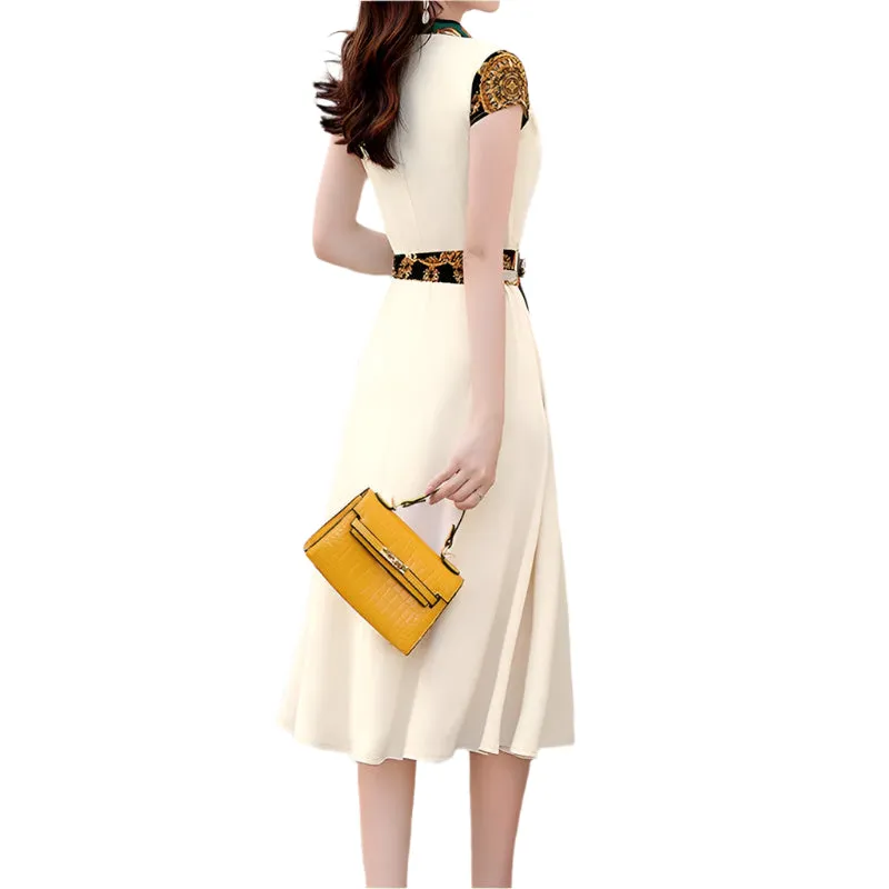 Print Patchwork Midi Dress