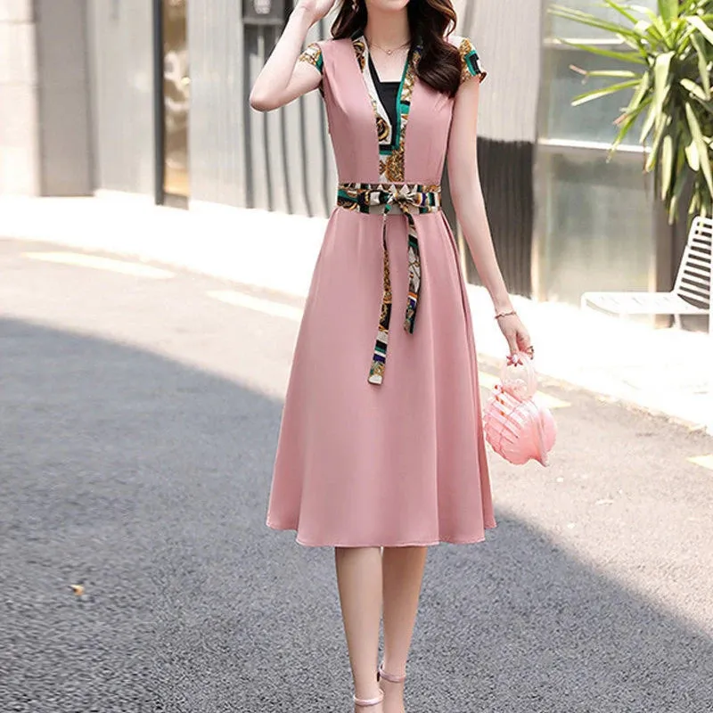 Print Patchwork Midi Dress