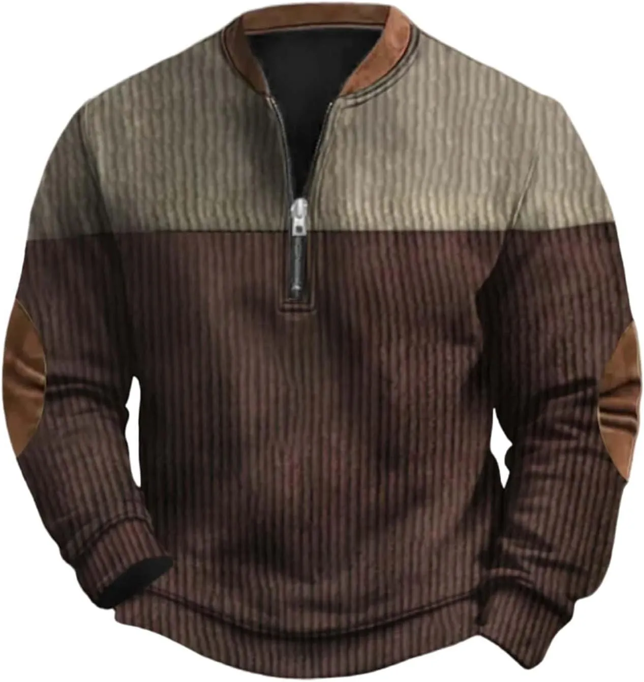 Quarter Zip Pullover Men Knit Pattern Long Sleeve Sweatshirts Vintage American Flag Print Sweaters Patriotic Shirts