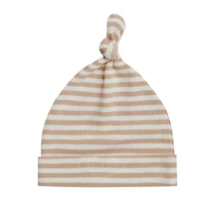 Quincy Mae Knotted Baby Hat | Latte Stripe