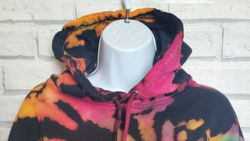 Rainbow Bleach Logo Hoodie UK Hand Dyed Unisex