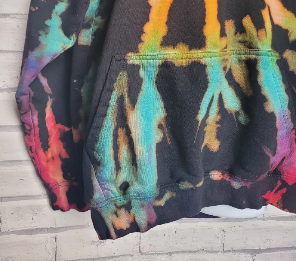 Rainbow Bleach Logo Hoodie UK Hand Dyed Unisex