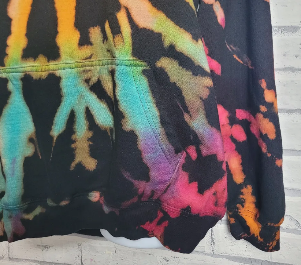 Rainbow Bleach Logo Hoodie UK Hand Dyed Unisex