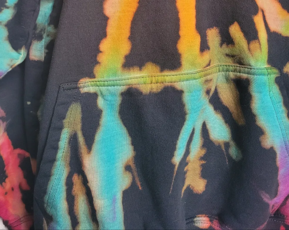 Rainbow Bleach Logo Hoodie UK Hand Dyed Unisex