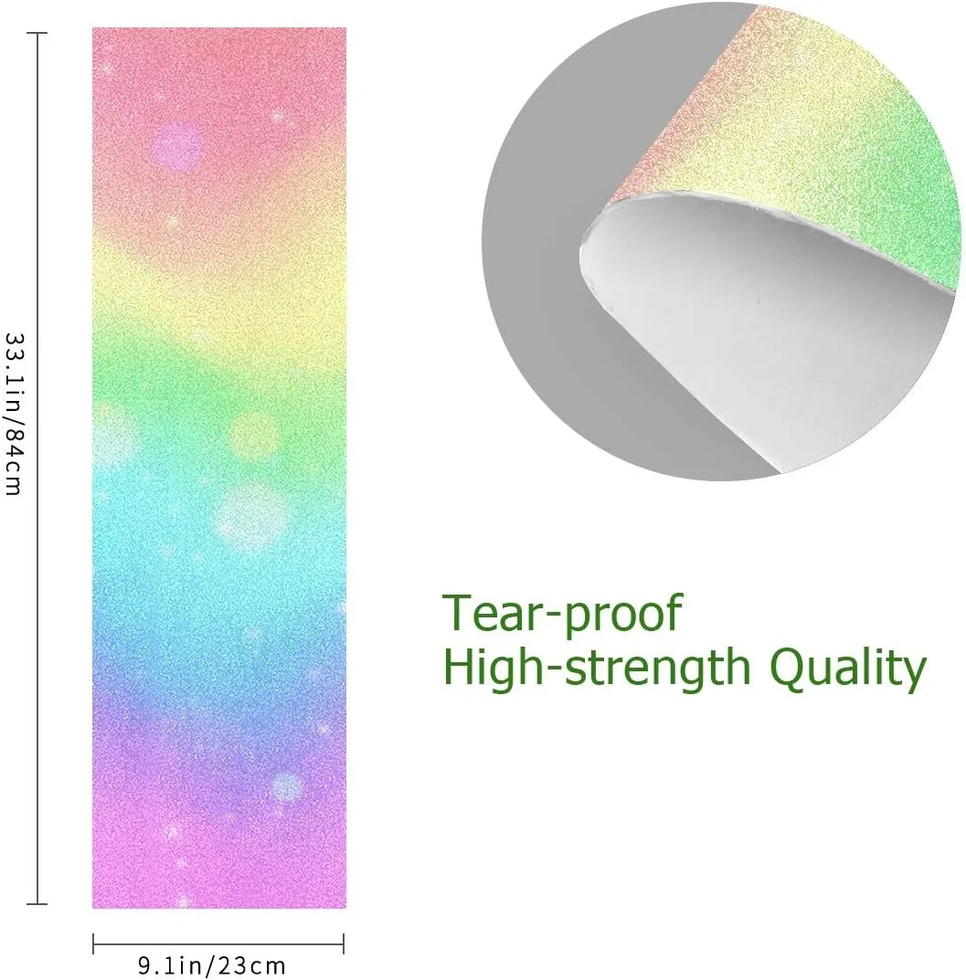 Rainbow Color Tie Dye Swirl Skateboard Grip Tape Anti Slip Longboard Scooter Griptape Sand Paper Sheet Sticker 9" x 33"