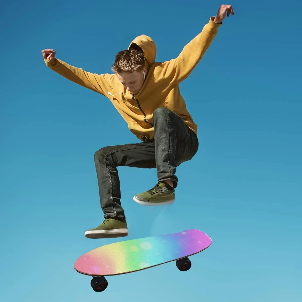 Rainbow Color Tie Dye Swirl Skateboard Grip Tape Anti Slip Longboard Scooter Griptape Sand Paper Sheet Sticker 9" x 33"