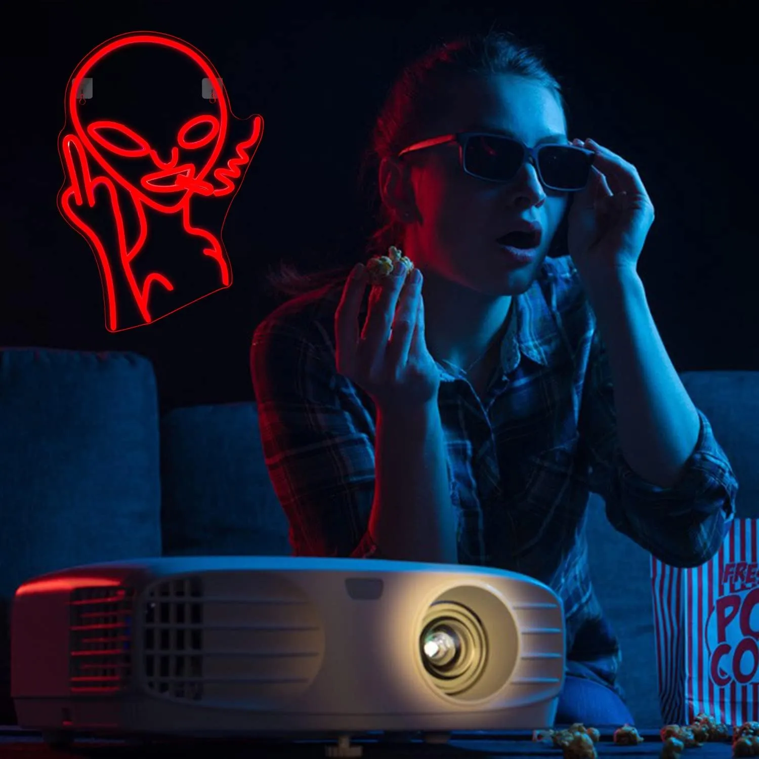 Red Alien LED Neon Signs, Shop Bar Pub Man Cave, Hip Hop Party Signs For Game Room and Bedroom Wall Decor