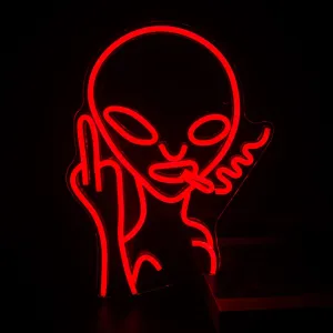 Red Alien LED Neon Signs, Shop Bar Pub Man Cave, Hip Hop Party Signs For Game Room and Bedroom Wall Decor