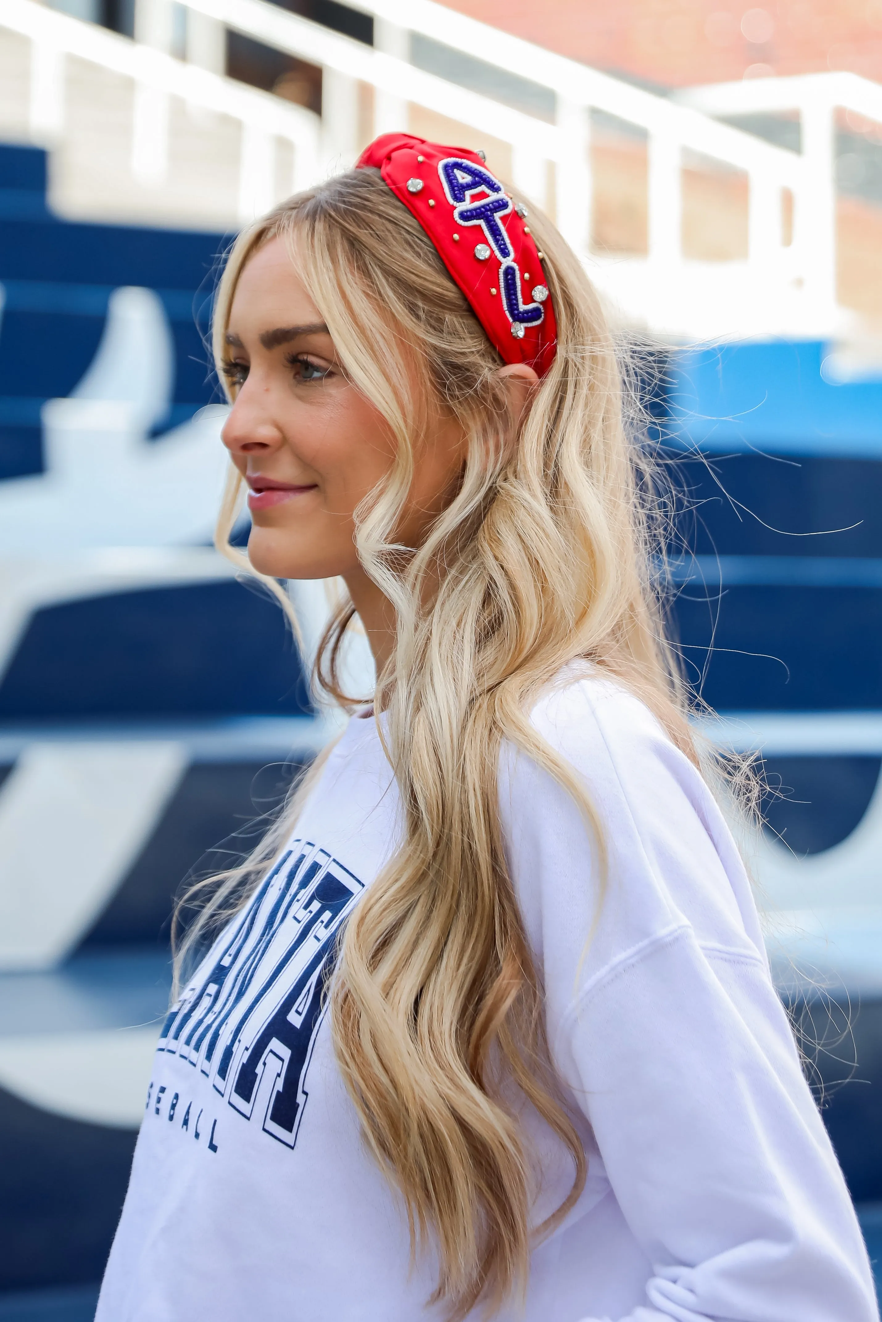 Red ATL Beaded Knotted Headband