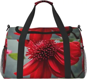 Red Flower Petals Print Travel Duffel Bag for Men & Women, Foldable Travel Bags and Spacious Weekender Tote Bag for Storage Toiletry Luggage Personal Item