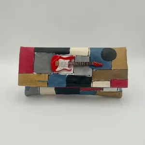 Red Gold Blue Patchwork with Electric Guitar