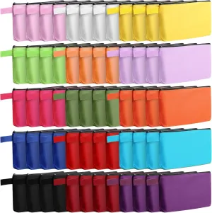Reginary 60 Pieces Canvas Makeup Bags Bulk Cute Travel Cosmetic Pouch Multipurpose Blank Small Toiletry Bag DIY with Zipper for Travel Women Teens, 15 Colors(9.8 x 5 x 2 Inch)