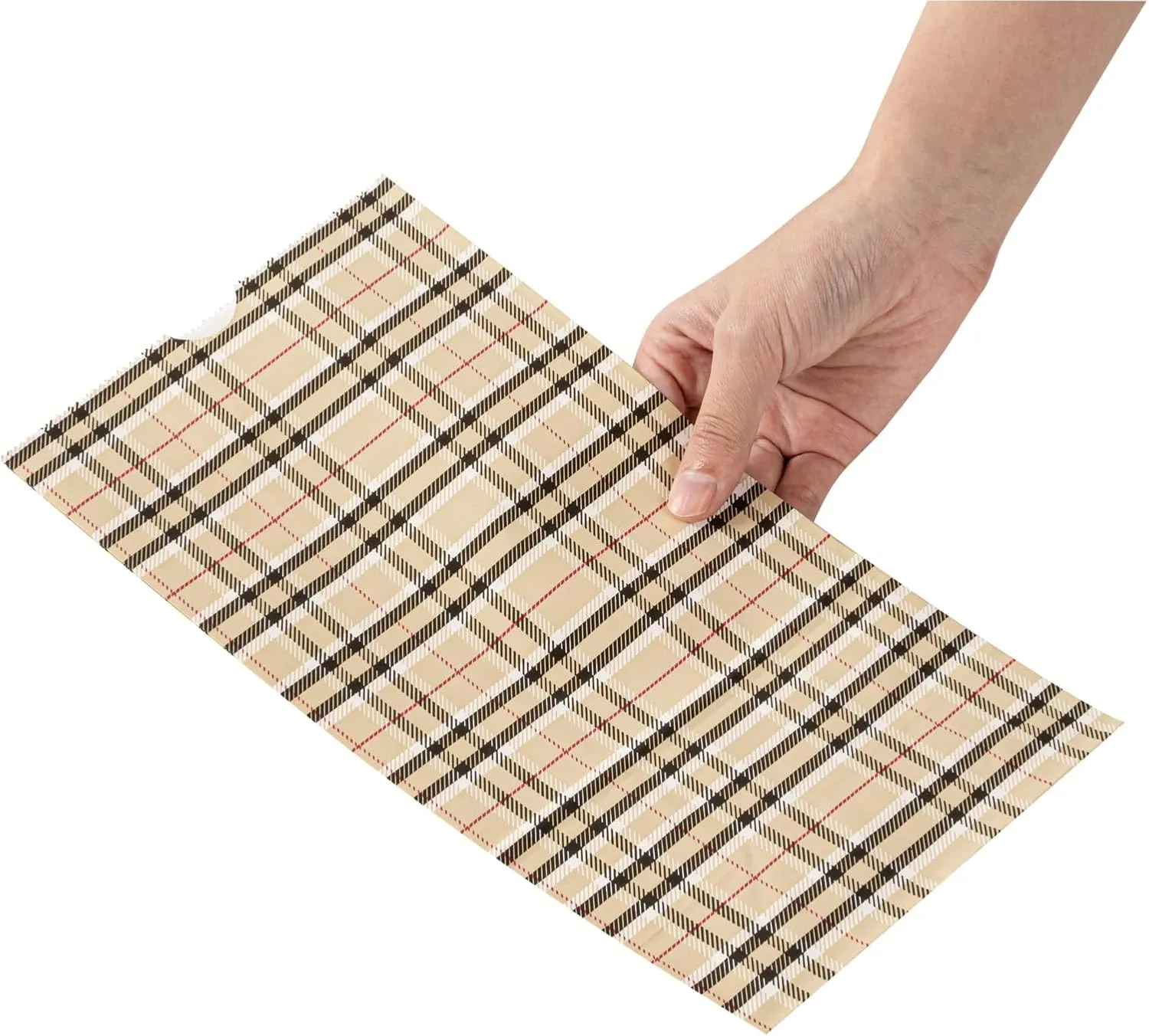 Restaurantware Bag Tek 6 LB Disposable Lunch Bags 100 Sturdy Take Out Bags - Flat Bottom Great For Restaurants Cafes And Bakeries Plaid Paper Popcorn Bags Versatile For Grocery And More